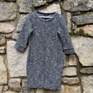 Banana Republic Black, White, & Silver Long Sleeve Formal Dress